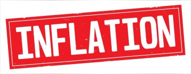 Tam kırmızı dikdörtgen vintage dokulu damga işareti üzerinde enflasyon metin.