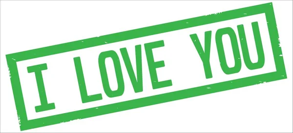 Love You Szöveg Zöld Határon Téglalap Vintage Texturált Bélyegző Jele — Stock Fotó