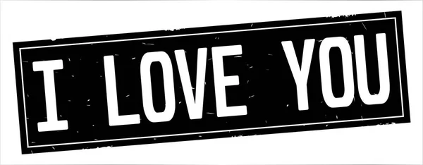 Love You Text Full Black Rectangle Vintage Textured Stamp Sign — Stock Photo, Image