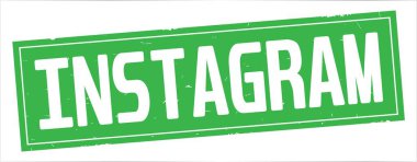 Tam yeşil dikdörtgen vintage dokulu damga işareti Instagram metin.