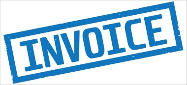 Mavi sınır dikdörtgen vintage dokulu damga işareti olarak fatura metni.