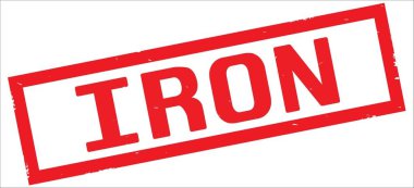 Demir metinler, kırmızı renkli dikdörtgen vintage dokulu damga işareti.