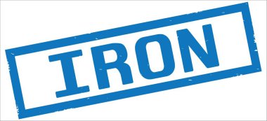 Mavi sınır dikdörtgen vintage dokulu damga işareti üzerinde demir metin.