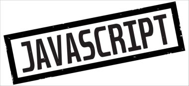 Siyah kenarlık dikdörtgeni vintage dokulu damga işareti üzerinde JavaScript metin.