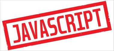 Kırmızı renkli dikdörtgen vintage dokulu damga işareti üzerinde JavaScript metin.