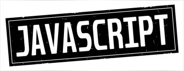 Tam siyah dikdörtgen vintage dokulu damga işareti üzerinde JavaScript metin.
