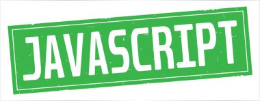 Tam yeşil dikdörtgen vintage dokulu damga işareti üzerinde JavaScript metin.