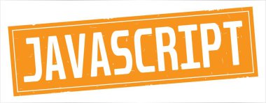 Tam turuncu dikdörtgen vintage dokulu damga işareti üzerinde JavaScript metin.