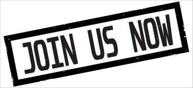 Bize şimdi metin, siyah sınır dikdörtgen vintage dokulu pul tabelada katılmak.