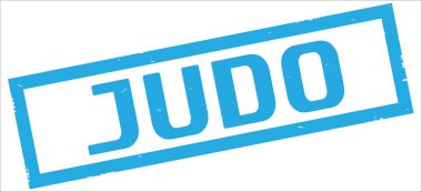 Mavi kenarlık dikdörtgeni vintage dokulu damga işareti judo metin.