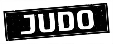 Judo metni, tam siyah dikdörtgen vintage dokulu damga işareti.