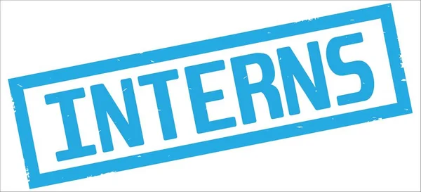 Interns Text Cyan Border Rectangle Vintage Textured Stamp Sign — Stock Photo, Image