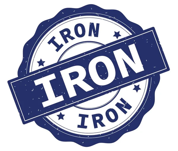 Demir metin, mavi, lacey sınır üzerinde yazılı yuvarlak vintage dokulu rozet damgası.