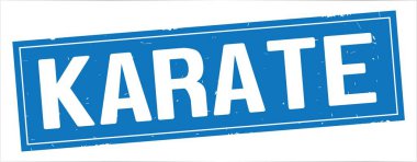 Karate metni, tam mavi dikdörtgen damgası.