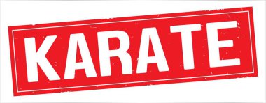 Karate metni, tam kırmızı dikdörtgen damgası.