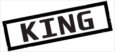 Siyah dikdörtgen kenarlık damga üzerinde Kral metin.