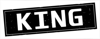Tam siyah dikdörtgen damga üzerinde Kral metin.
