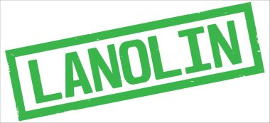 Lanolin metin, yeşil dikdörtgen kenarlık damgası.