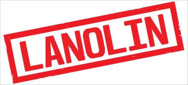 Lanolin metin, kırmızı dikdörtgen kenarlık damgası.