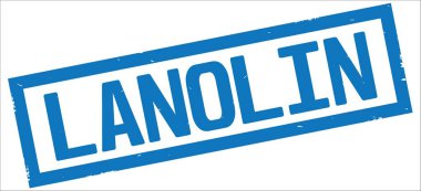 Mavi dikdörtgen kenarlık damga üzerinde lanolin metin.