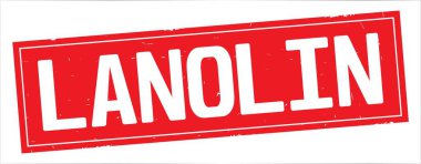 Lanolin metni, tam kırmızı dikdörtgen damgası.