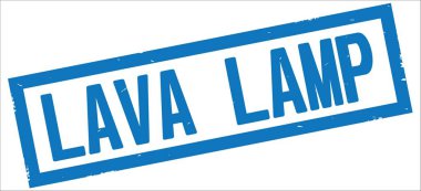 Lav lambası metin, mavi dikdörtgen kenarlık damgası.