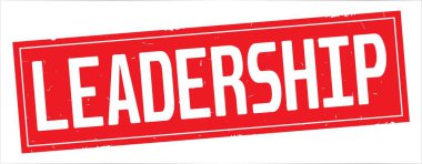 Tam kırmızı dikdörtgen damga üzerinde liderlik metin.