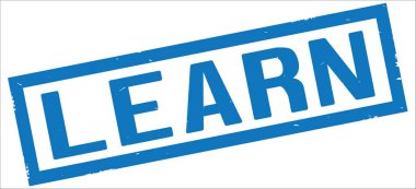 Mavi dikdörtgen kenarlık damga üzerinde metin öğrenmek.