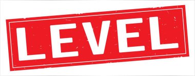 Tam kırmızı dikdörtgen damga üzerinde düzey metin.