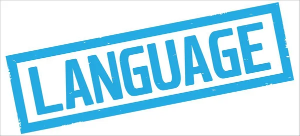 LANGUAGE text, on cyan rectangle border stamp. — Stock Photo, Image