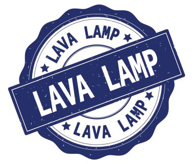 Lav lambası mavi yuvarlak rozet yazılmış metni,.