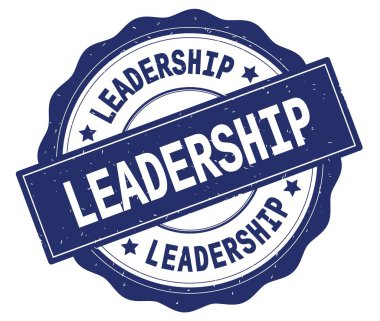 Liderlik metin, mavi yuvarlak rozet yazılmış.