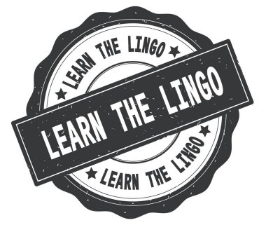 Lingo metin, gri yuvarlak rozet yazılı bilgi edinin.