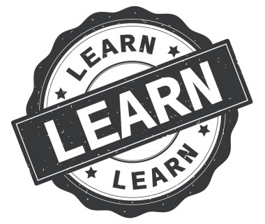 Gri yuvarlak rozet yazılmış metni, öğrenmek.