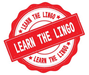 Lingo metin, kırmızı yuvarlak rozet yazılı bilgi edinin.