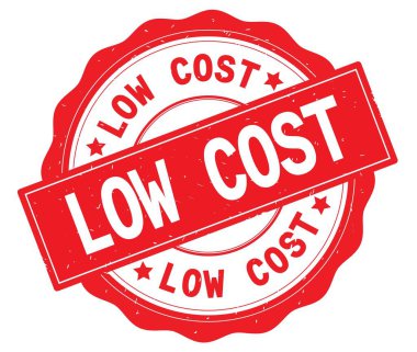 Düşük maliyetli metin, kırmızı yuvarlak rozet yazılmış.