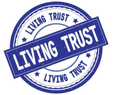 Yaşam güven, metin mavi yuvarlak lastik damga yazılmış.