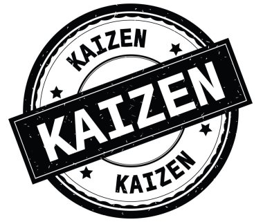 Yazılı metin siyah yuvarlak lastik damgası Kaizen.