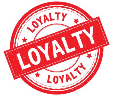 Yazılı metin kırmızı yuvarlak lastik damgası sadakat.