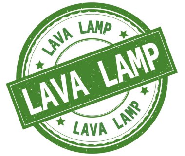Lav lambası, yazılı metin yeşil yuvarlak lastik damgası.