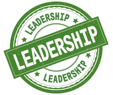 Liderlik, yazılı metin yeşil yuvarlak lastik damgası.