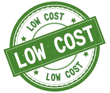 Düşük maliyet, yazılı metin yeşil yuvarlak lastik damgası.