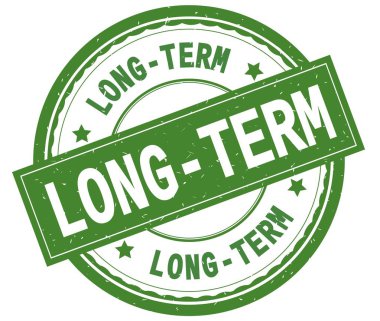 Uzun vadede, yazılı metin yeşil yuvarlak lastik damgası.