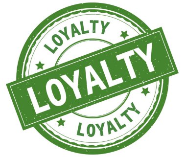 Sadakat, yazılı metin yeşil yuvarlak lastik damgası.