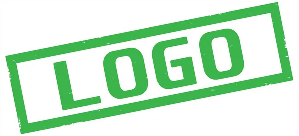 LOGO text, on green rectangle border stamp. — Stock Photo, Image