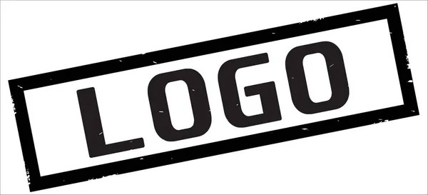 LOGO text, on black rectangle border stamp. — Stock Photo, Image