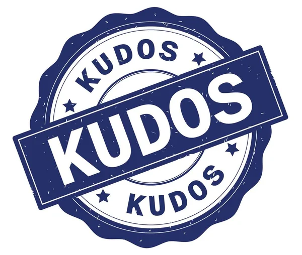 KUDOS text, written on blue round badge. — Stock Photo, Image