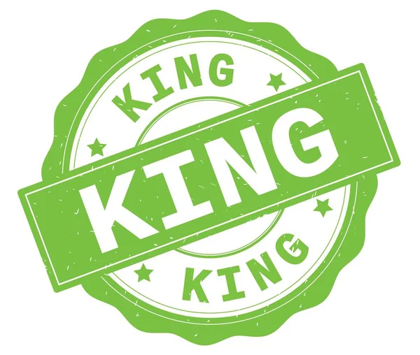 Król tekst, napisany na zielony okrągły znaczek. — Zdjęcie stockowe