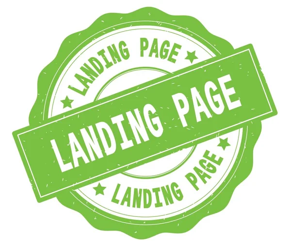 LANDING PAGE text, written on green round badge. — Stock Photo, Image