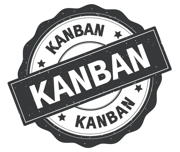 Texto de KANBAN, escrito en la insignia redonda gris . — Foto de Stock